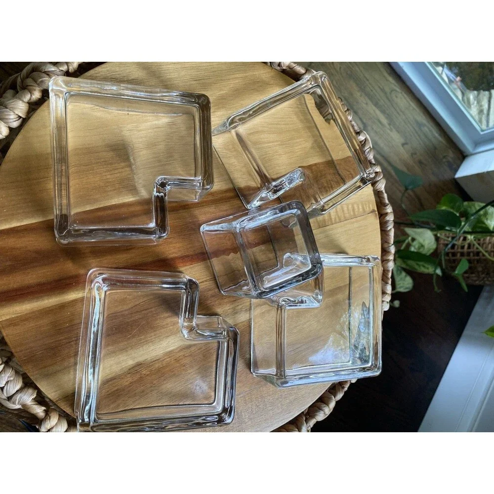 Red Envelope Square Cubist Appetizer & Hors d'Oeuvres Serving Tray 9 1/2”